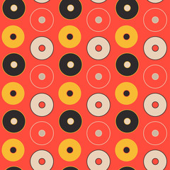 circles and dots seamless pattern in orange and brown