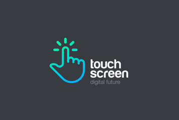 Poster - Hand Finger Touch screen Logo vector Linear. Mobile Touchscreen