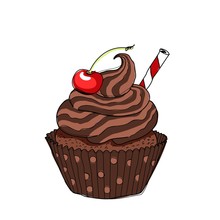 Illustration Of Isolated A Cupcake On White Background