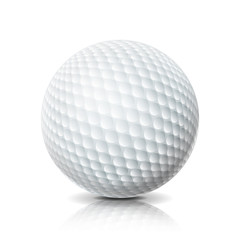 Sticker - Realistic Golf Ball Isolated On White Background. Three-dimensional. Vector Illustration.