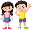 © blueringmedia - Asian boy and girl with happy face