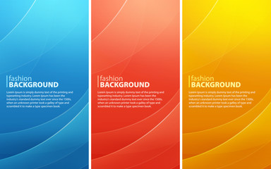 Set of abstract vertical backgrounds of curved lines. Curvaceous lines with blur gradient effect. Vector illustration.