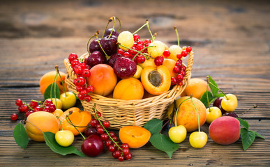 Wall Mural - Fresh summer fruits in the basket