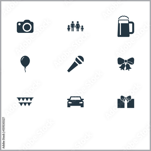 Vector Illustration Set Of Simple Celebration Icons Elements