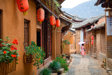 The streets of the old town Shaxi in Yunnan province