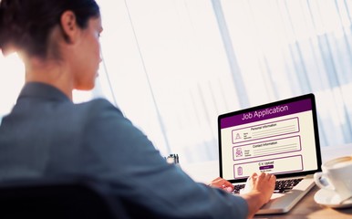 Poster - Composite image of digitally generated image of job application 