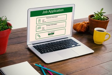 Fototapete - Composite image of digitally generated image of job application 