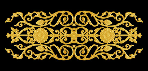 Wall Mural - Ornament elements, vintage gold floral designs on black