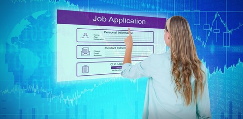 Poster - Composite image of hipster pointing with her finger 