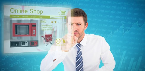 Poster - Composite image of businessman pointing with his finger