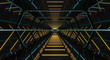 Dark futuristic spaceship corridor 3D rendering