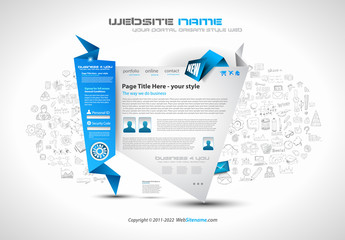 Poster - Modern Style Origami Web Template Design with Infographic design elements