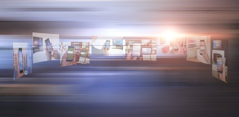 Poster - Composite image of vector image of various device screens