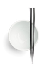 Chopsticks on bowl