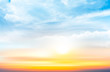 Sunset sky background with transparent clouds. Vector illustration