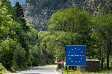 Wall Mural - Andorra sign on border crossing