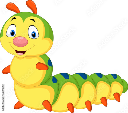 Fotomural Cartoon caterpillar isolated on white background