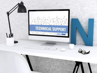 Poster - 3d Computer with words TECHNICAL SUPPORT.
