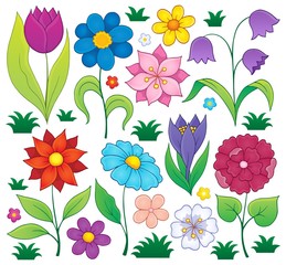 Wall Mural - Spring flowers thematic set 1