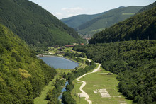 View From  Gura Raului Dam, In Sibiu County, Romania