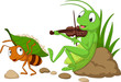 Cartoon the ant and the grasshopper