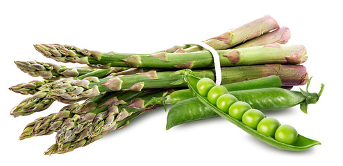  Asparagus  and  peas isolated on white