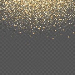 Vector gold glitter background. Star dust sparks transparent background