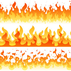 Sticker - Cartoon fire flame vector seamless frame borders