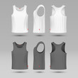 Mans white blank tank singlet. Male shirt without sleeves vector template