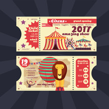 Circus Magic Show Ticket Vector Vintage Design Isolated