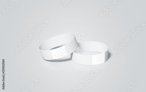 Blank White Paper Wristbands Mock Ups Rendering Empty Event Blank White Paper Wristbands Mock Ups Rendering Empty Event Wrist Bands Design Mockup
