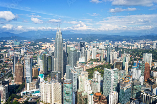 Fotografia, Obraz Aerial view of Kuala Lumpur skyline, Malaysia, Asia business travell concept