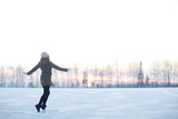 Fototapeta Młodzieżowe - girl winter snow field freedom