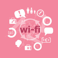 Poster - Text wi fi. web design concept . Icons set. Flat pictogram. Sign and symbols for business, finance, shopping, communication, education