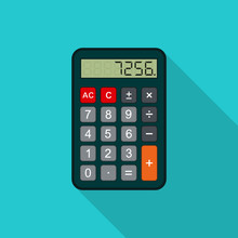 Calculator Flat Illustration With Long Shadow. Vector
