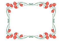 Watercolor Vintage Red Poppies Frame