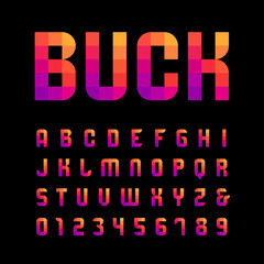 Poster - Mosaic font. Vector alphabet with latin letters and numbers.
