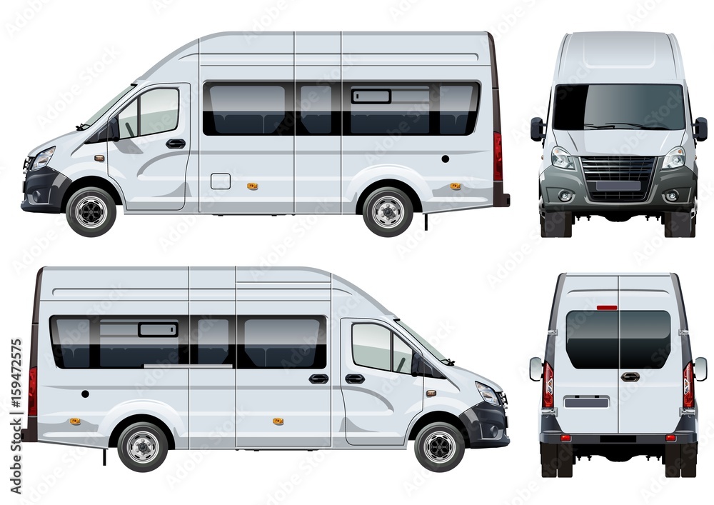 Van Rear Vector Vector van template isolated on white. Side, front and back view ...