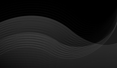 Sticker - black and white abstract wavy background vector illustration.