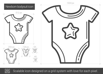 Canvas Print - Newborn bodysuit vector line icon isolated on white background. Newborn bodysuit line icon for infographic, website or app. Scalable icon designed on a grid system.