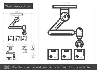 Wall Mural - Warehouse robot line icon.