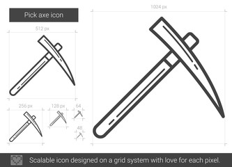 Wall Mural - Pick axe vector line icon isolated on white background. Pick axe line icon for infographic, website or app. Scalable icon designed on a grid system.