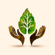 Hand tree green leaf nature help illustration