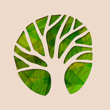 Green Ecology Tree Paper Cut Shape Illustration