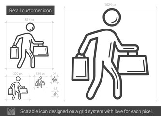 Canvas Print - Retail customer vector line icon isolated on white background. Retail customer line icon for infographic, website or app. Scalable icon designed on a grid system.