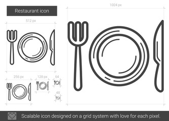 Sticker - Restaurant line icon.