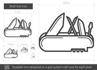 Canvas Print - Multi tool vector line icon isolated on white background. Multi tool line icon for infographic, website or app. Scalable icon designed on a grid system.