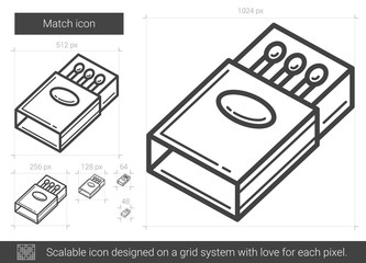 Canvas Print - Match vector line icon isolated on white background. Match line icon for infographic, website or app. Scalable icon designed on a grid system.