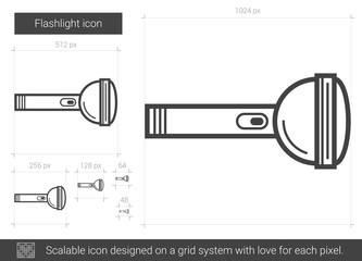 Canvas Print - Flashlight vector line icon isolated on white background. Flashlight line icon for infographic, website or app. Scalable icon designed on a grid system.