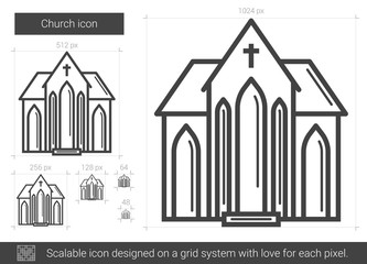 Poster - Church line icon.